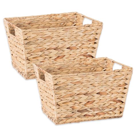 Set of 2 Beige Unique Medium Water Hyacinth Rectangular Storage Basket, 11" - Walmart.com ...