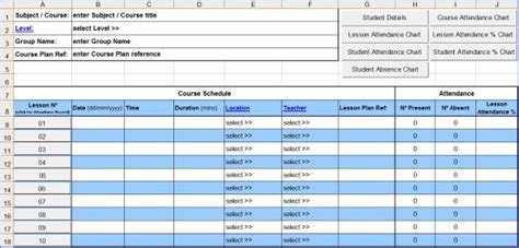 Course Attendance Excel Template