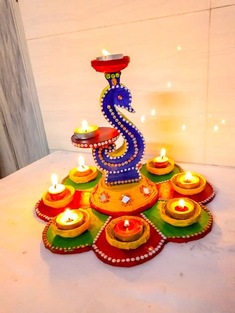 DIY Diya Stand/Diya holder | Diwali Craft Ideas Diya Stand Making using waste cardboard Diwali ...