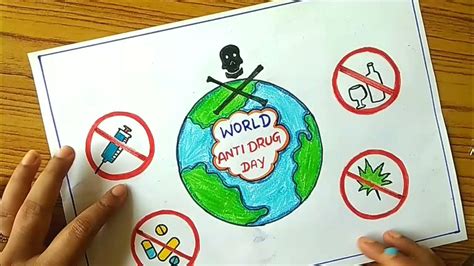 How to draw no drug poster/anti drug day awareness poster drawing ...