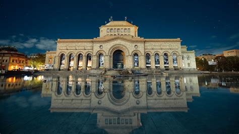 Armenia Yerevan Building Reflection In Water | Concrete house, Building, Architecture wallpaper