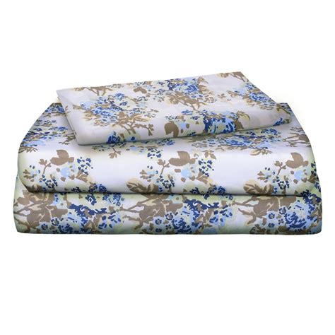 Renauraa 144 Thread Count 100% Cotton Percale Floral Full Bed Sheet Set - Walmart.com - Walmart.com