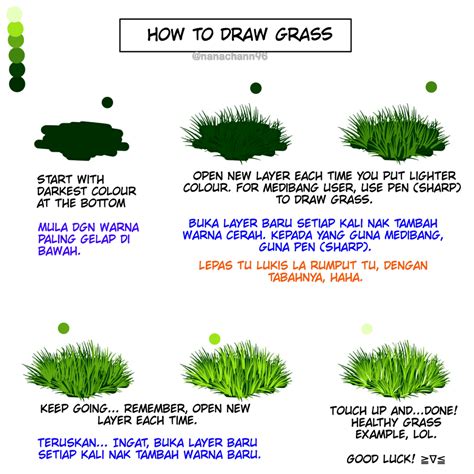 Tutorial grass drawing, lol. Kitsune san - Illustrations ART street