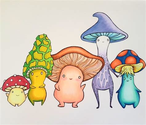 Mushroom Creatures Art Print / Original or Print - Etsy