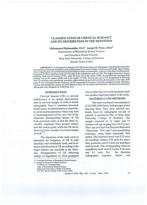 (PDF) Classification of cervical burnout and its distribution in the ...