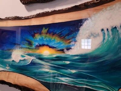 "Ocean Painting" on Live Edge Wood | MakerPlace by Michaels