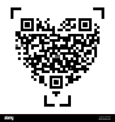 Qr code scan icon. Red heart. Love symbol. Vector illustration. Stock ...