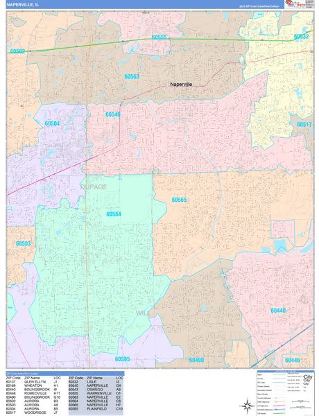 Naperville Illinois Wall Map (Color Cast Style) by MarketMAPS - MapSales