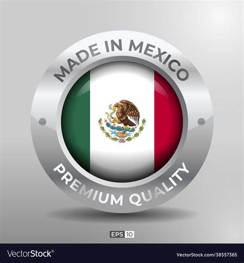 Made in mexico label logo stamp round flag Vector Image