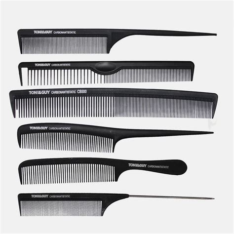 6 Pcs/ Lot Black Hairdressing Comb For Hairstylist, Carbon Antistatic Hair Cutting Comb In 6 ...