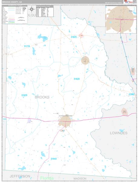 Brooks County, GA Wall Map Premium Style by MarketMAPS - MapSales