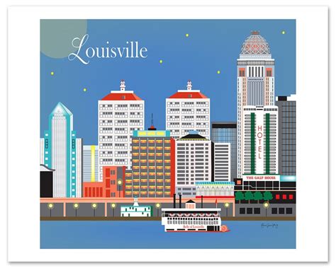 Louisville Art Louisville Skyline Kentucky Art Print - Etsy