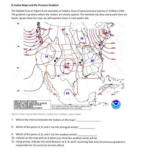 Solved B: Isobar Maps and the Pressure Gradient The labeled | Chegg.com