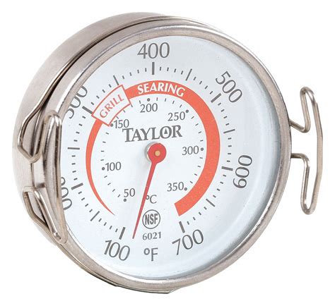 TAYLOR Grill Thermometer, 100° to 700° Temp. Range (F), 50° to 350 ...