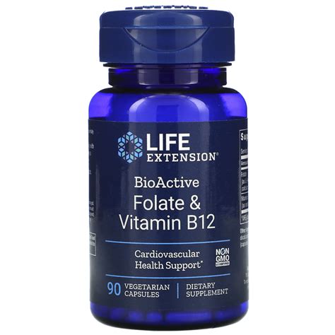 Life Extension, BioActive, Folate & Vitamin B12, 90 Vegetarian Capsules - iHerb
