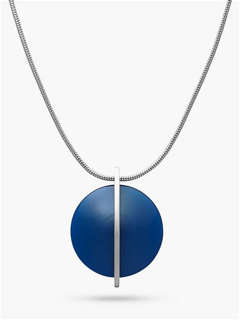 Skagen Sea Glass Round Pendant Necklace, Silver/Blue SKJ1296040 at John ...