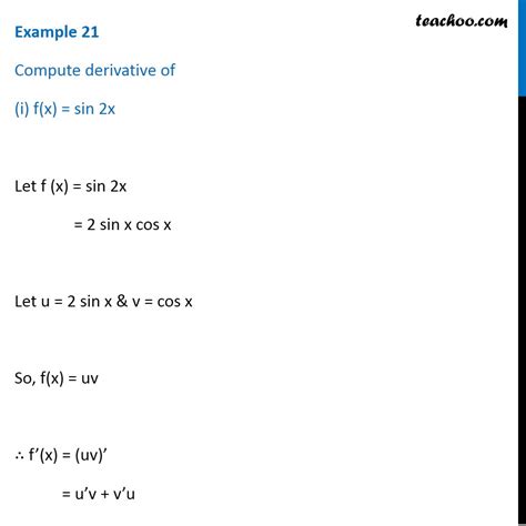 Example 21 - Compute derivative of f(x) = sin 2x - Teachoo