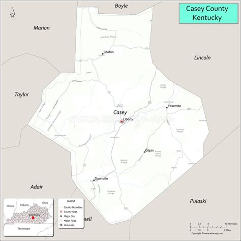 Map of Casey County, Kentucky - Where is Located, Cities, Population, Highways & Facts