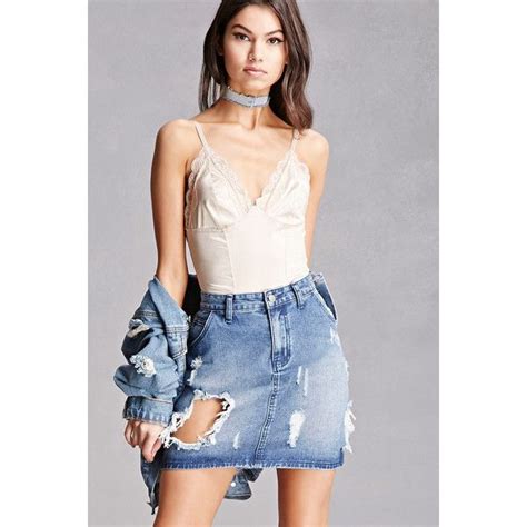 Forever21 Pixie & Diamond Denim Skirt ($38) liked on Polyvore featuring skirts, medium denim ...