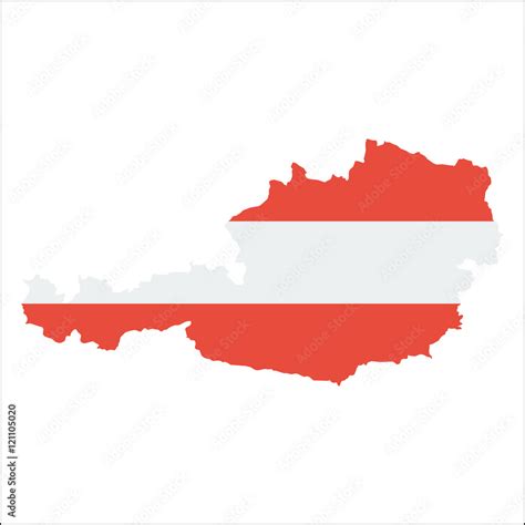 Austria high resolution map with national flag. Flag of the country overlaid on detailed outline ...