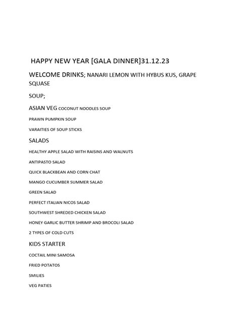 Happy New Year Menu 2023 Gala Dinner | PDF