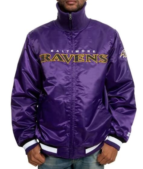 Starter Baltimore Ravens Purple Varsity Satin Jacket - Jackets Creator