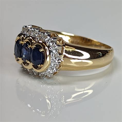 Blue Sapphire & Diamond Vintage Ring – 14k Estate – Michael & Co Jewelers