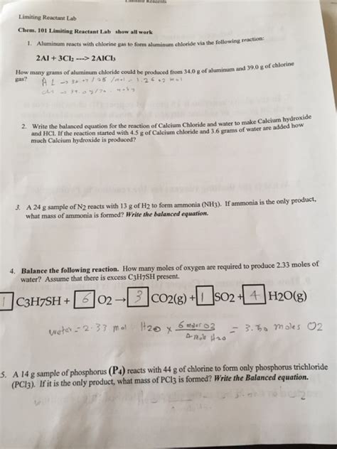 Solved Aluminum reacts with chlorine gas to form aluminum | Chegg.com