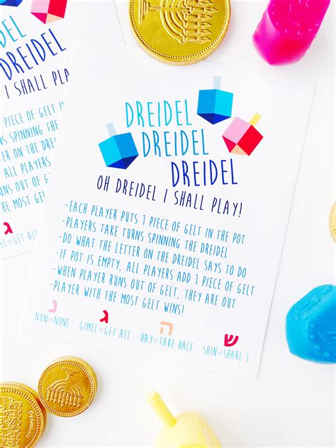 DREIDEL GAME RULES – FREE PRINTABLE