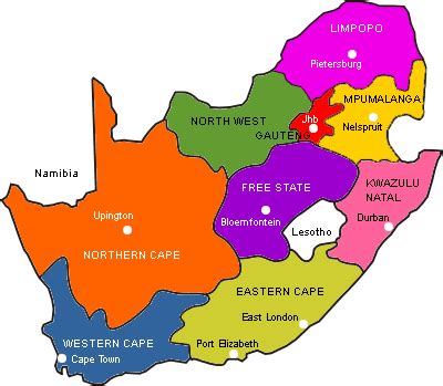 The 9 provinces- South Africa | South africa map, Visit south africa, South africa