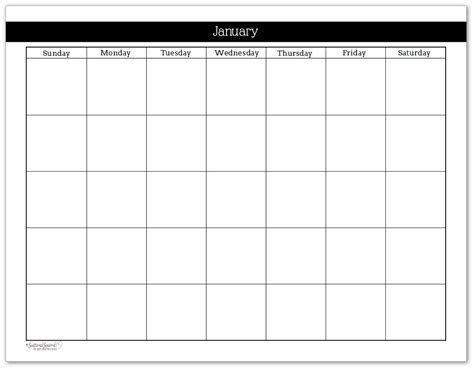 Printable Monthly Calendar Sunday To Saturday No Dates | Example ...