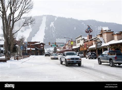 Downtown Jackson Snow King Resort back Jackson Wyoming USA Stock Photo ...