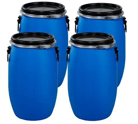 30 Litre Full Open Top Plastic Drum - Pack of 4