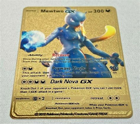 Mavin | Pokemon Shadow Mewtwo GX GOLD METAL CUSTOM CARD New