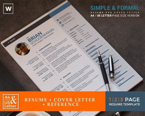 2-Page Formal CV Resume Template | Professional Word Resume Template with Cover Letter ...