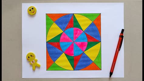 Square Geometry Art || Square Geometry Pattern with Painting || Simple ...