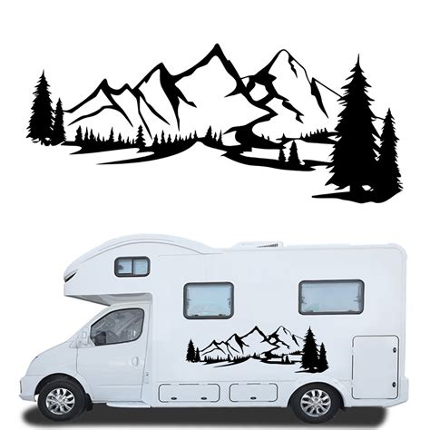 2PCS Decal Stickers Side Body Large Mountains For Camper Motorhome Van ...