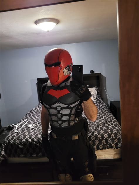 Finally finished my red hood cosplay. Helmet came out a little big I think I might try again ...