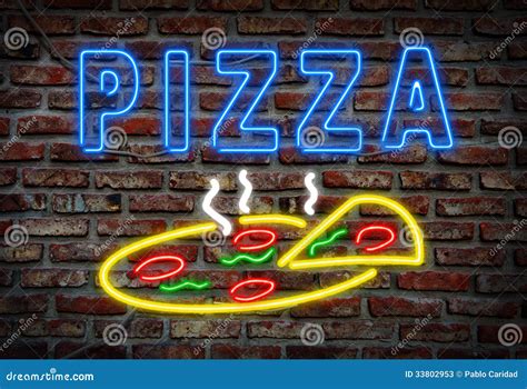 Glowing Neon Pizza Sign Stock Photos - Image: 33802953