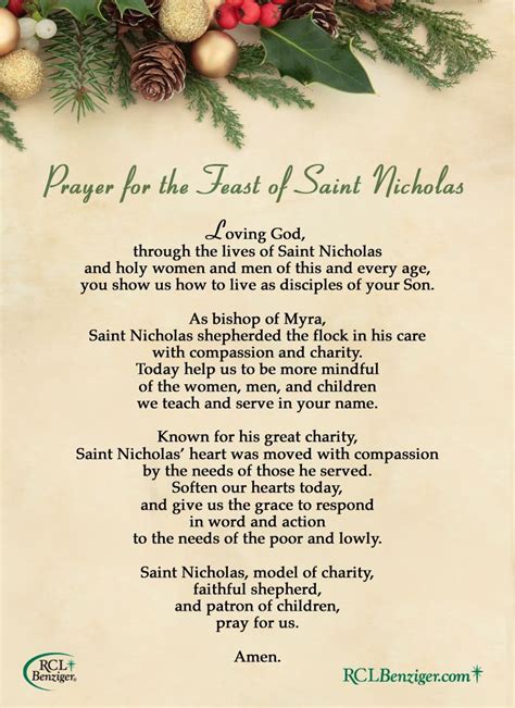 St Nicholas Prayer Printable - Printable Calendars AT A GLANCE