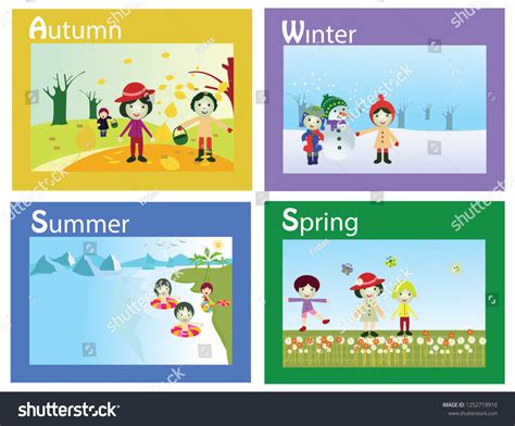 Vector Illustration Seasons Seasonal Chart Year: vector de stock (libre de regalías) 1252719910 ...