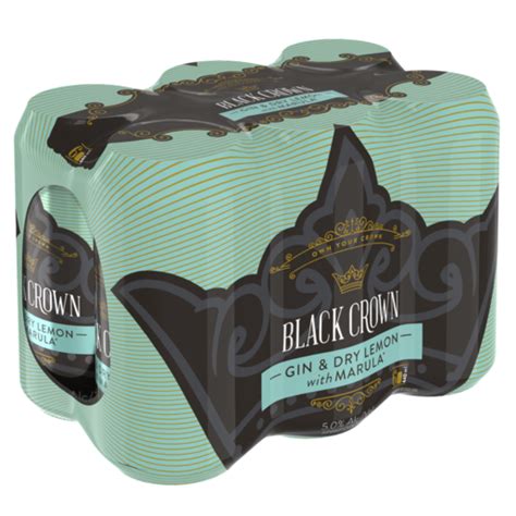 Black Crown Gin & Dry Lemon With Marula Cans 6 x 440ml | Fruit Spirit ...