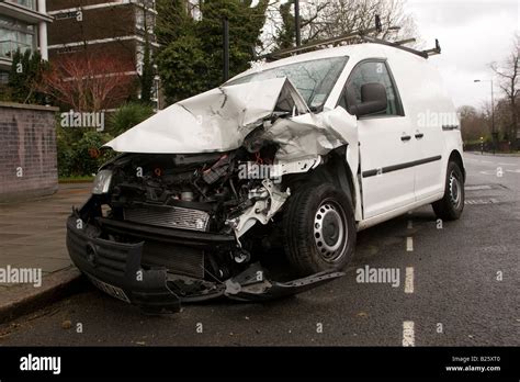 Crashed White Van Stock Photo, Royalty Free Image: 18570496 - Alamy