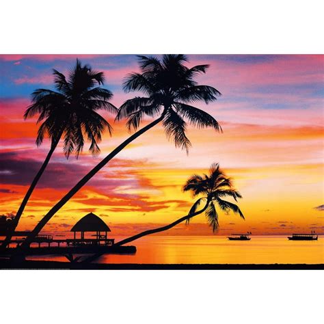 Velavary Sunset Art Print Poster - 36x24 - Walmart.com - Walmart.com