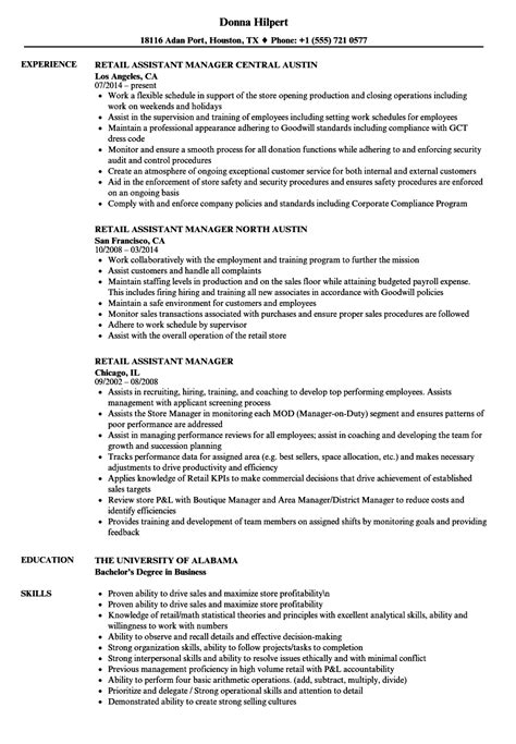 Retail Store Assistant Manager Job Description For Resume - Job Retro