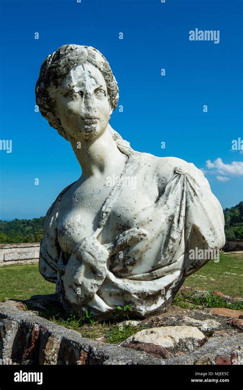 Antique woman statue in the Unesco world heritage Palace Sans Souci ...