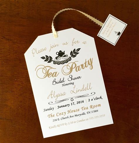 Tea Party Bridal Shower Invitations Gold and Black | Etsy