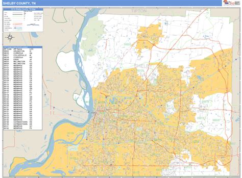 Shelby County, Tennessee Zip Code Wall Map | Maps.com.com