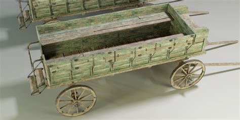 Wooden Medieval Carriage PBR Game Ready - 3D Model by YuriBarinov