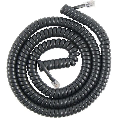 Power Gear 25-ft. Coil Cord Phone Handset, Black-76139 - The Home Depot